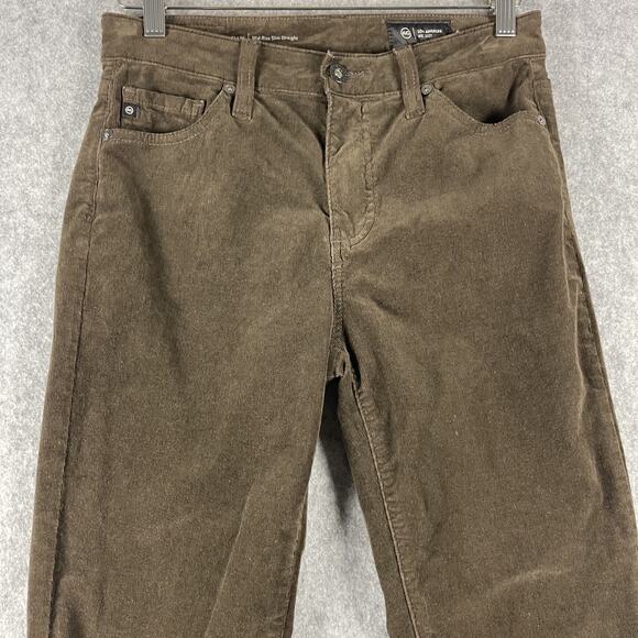 AG Adriano Goldschmied Mari Corduroy Pant Womens 27 Brown Mid Rise Slim Straight - Picture 2 of 16